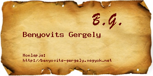 Benyovits Gergely névjegykártya